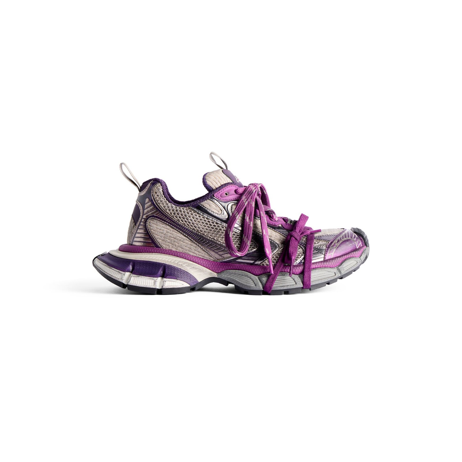 3XL Purple and Grey Mesh and Polyurethane Sports Shoes