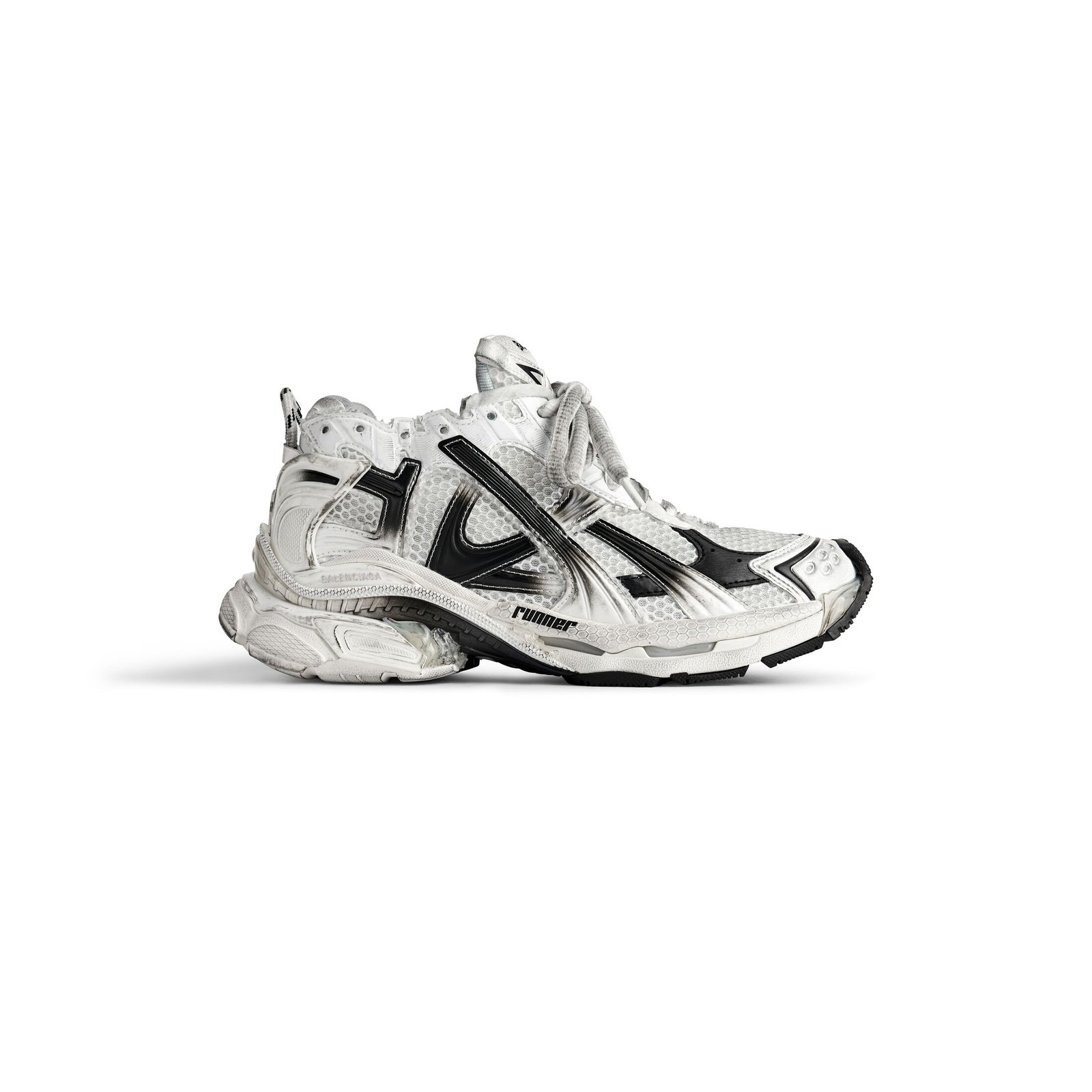 Runner Gradient White and Black Polyurethane and Polyester Sports Shoes