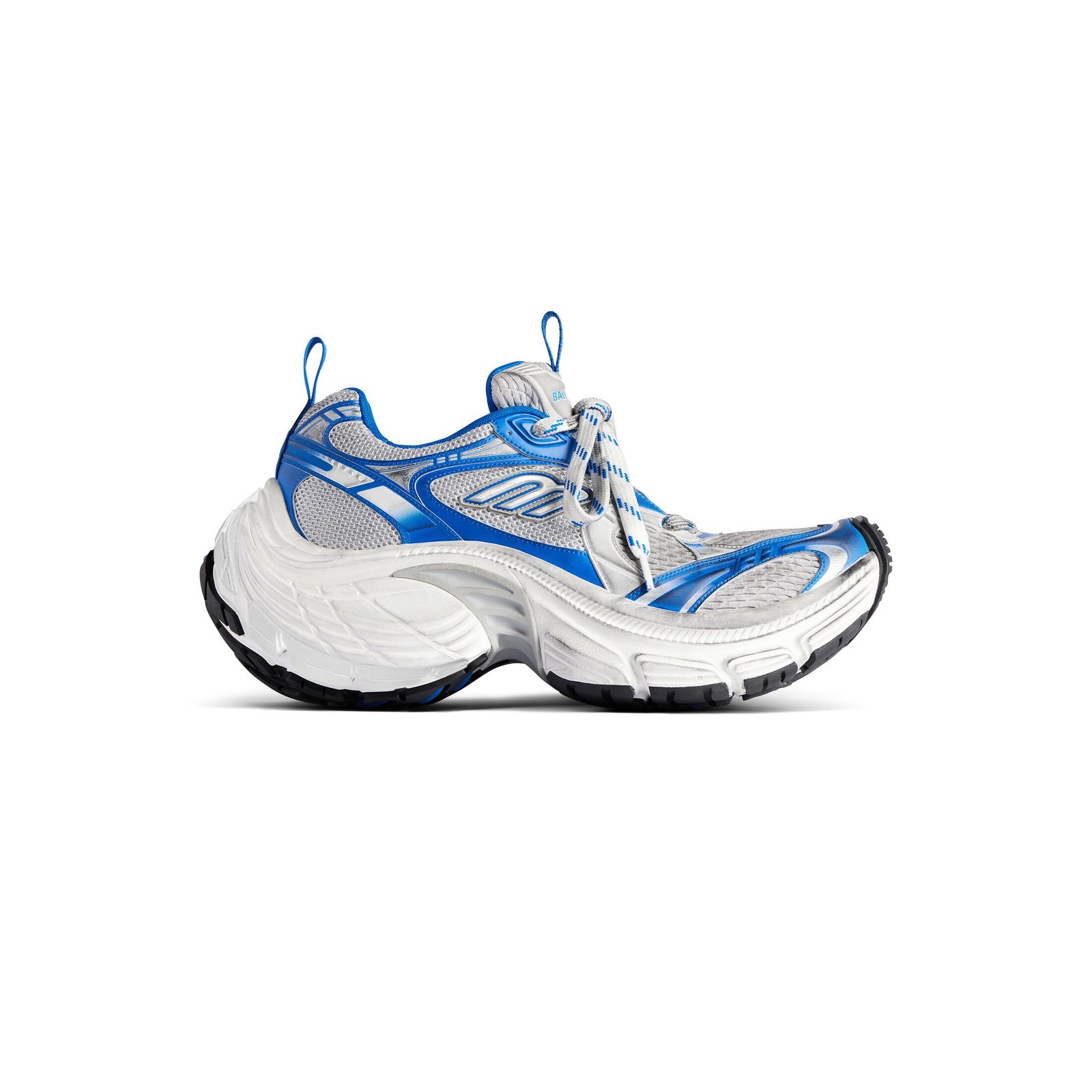 6XL Grey, Blue and White Polyurethane and Polyester Sports Shoes