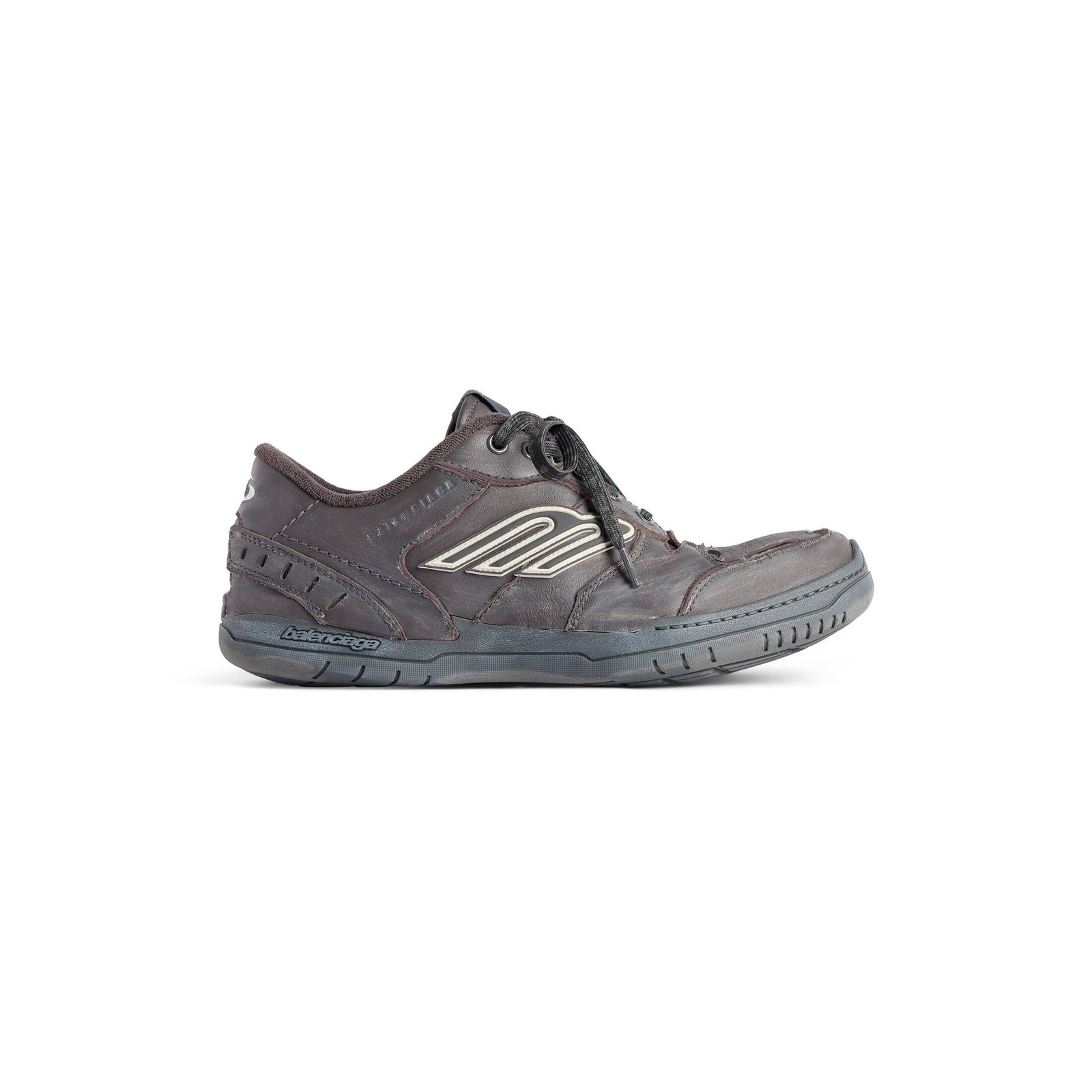 Hamptons Worn-Out Grey Cowhide and Polyester Sports Shoes