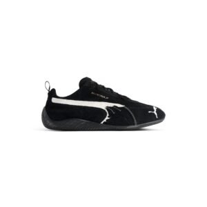 Speedcat Balenciaga Black and White Distressed Suede Cowhide Sneakers