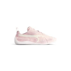 Speedcat Balenciaga Pink and White Distressed Suede Cowhide Sneakers