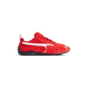 Speedcat Balenciaga Aged Suede Cowhide Sneakers In Red White and Black